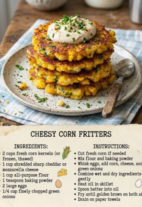 Cheesy corn fritters