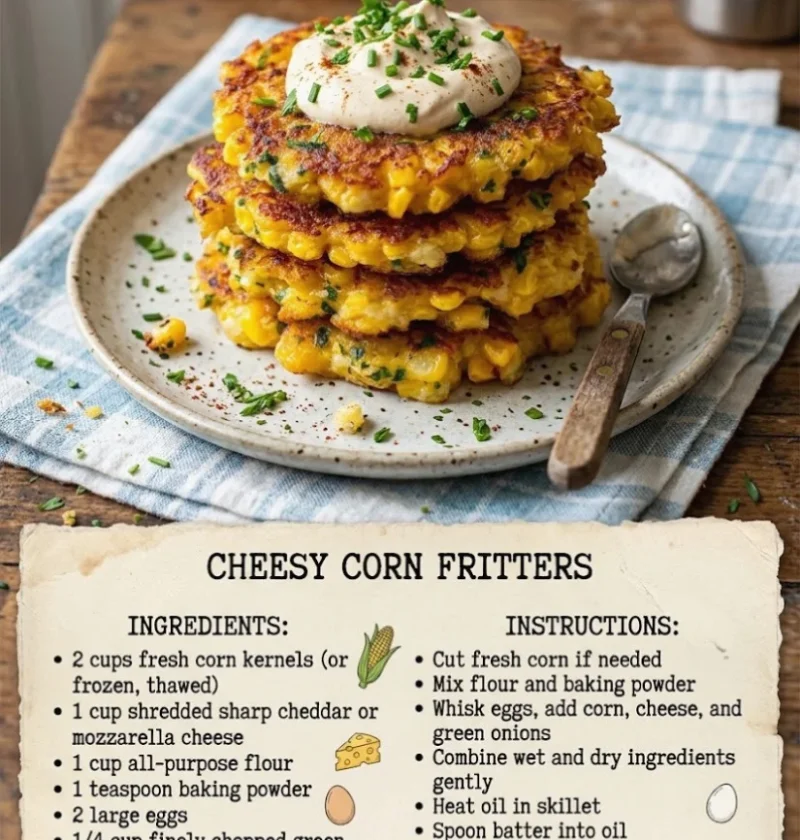 Cheesy corn fritters