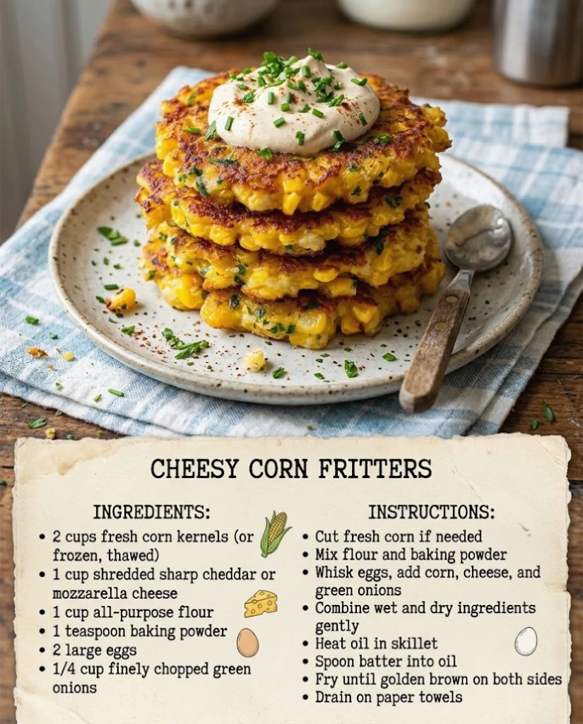 Cheesy Corn Fritters