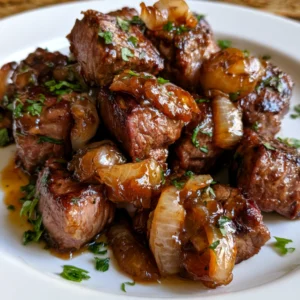 Cowboy Butter Steak Bites With Caramelized Onions