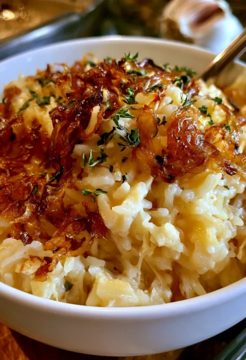 Creamy Butter Rice With Deeply Caramelized Onions