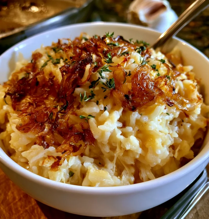 Creamy Butter Rice With Deeply Caramelized Onions