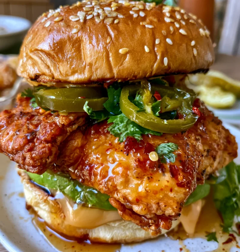 Crispy Hot Honey Chicken Burger