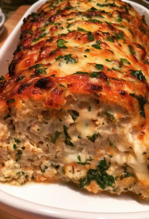 Garlic Parmesan Chicken Meatloaf