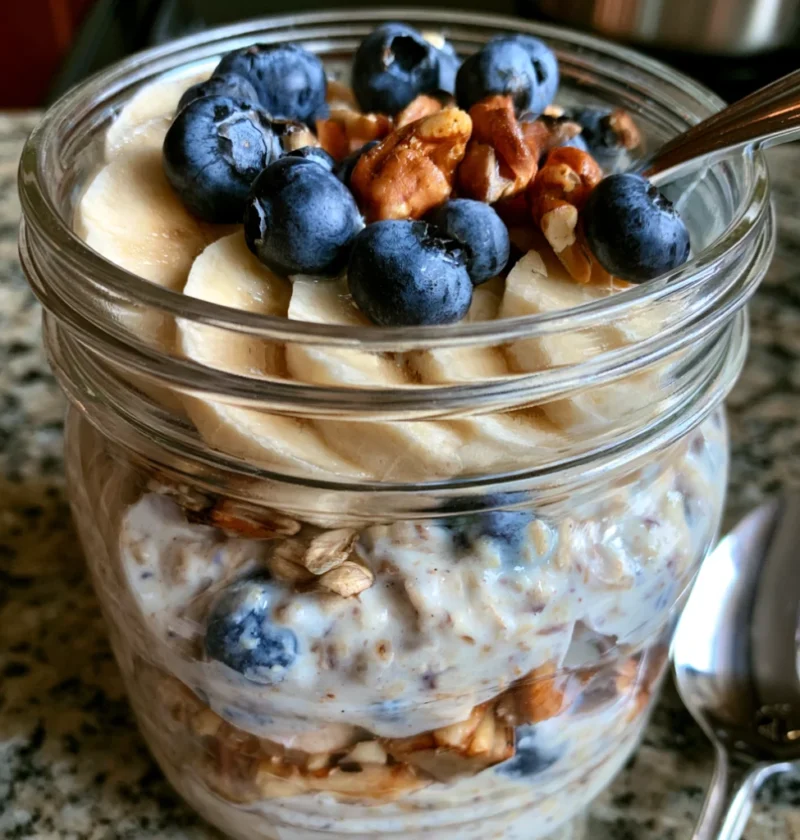 Healthy Blueberry Pie Overnight Oats