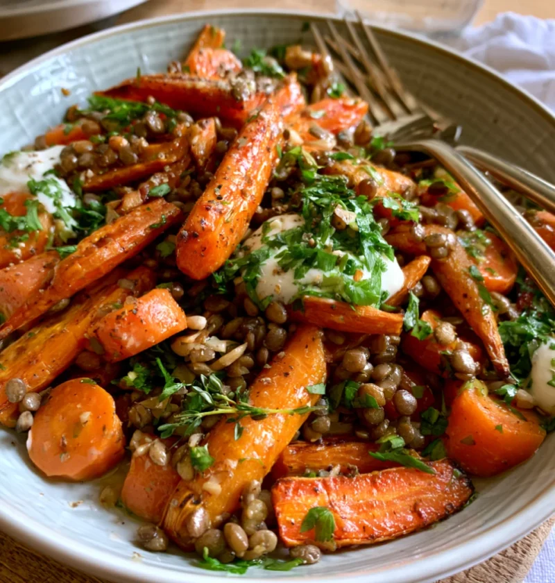 Healthy Roasted Carrot and Lentil Salad