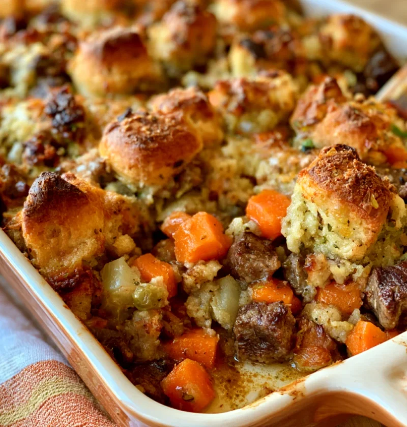 Oven Baked Vintage Beef and Stuffing Bake