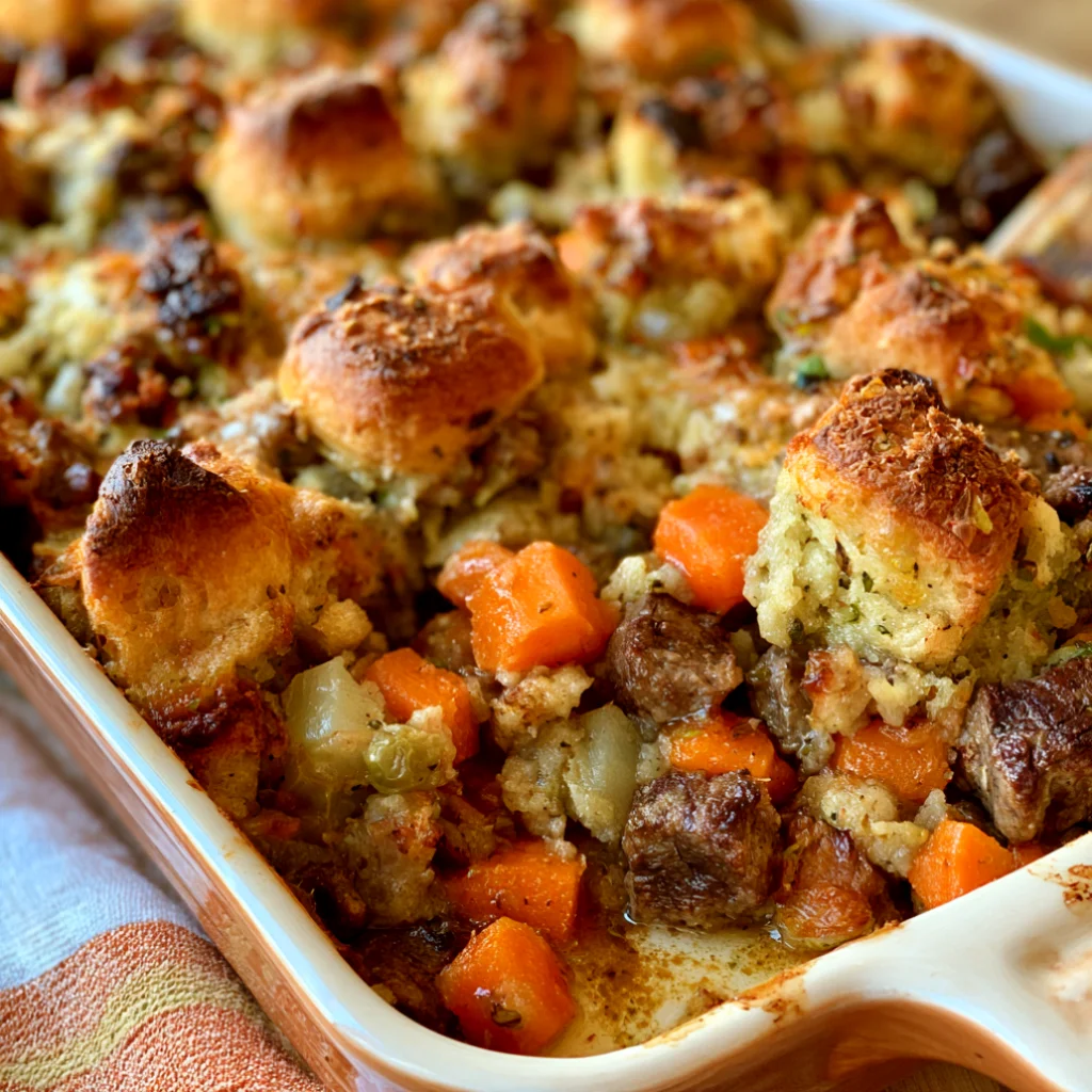 Oven Baked Vintage Beef and Stuffing Bake