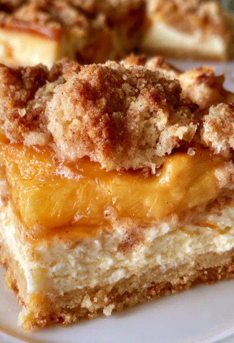 Peach Cobbler Cheesecake Bars