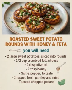 Roasted Sweet Potato Rounds with Honey & Feta