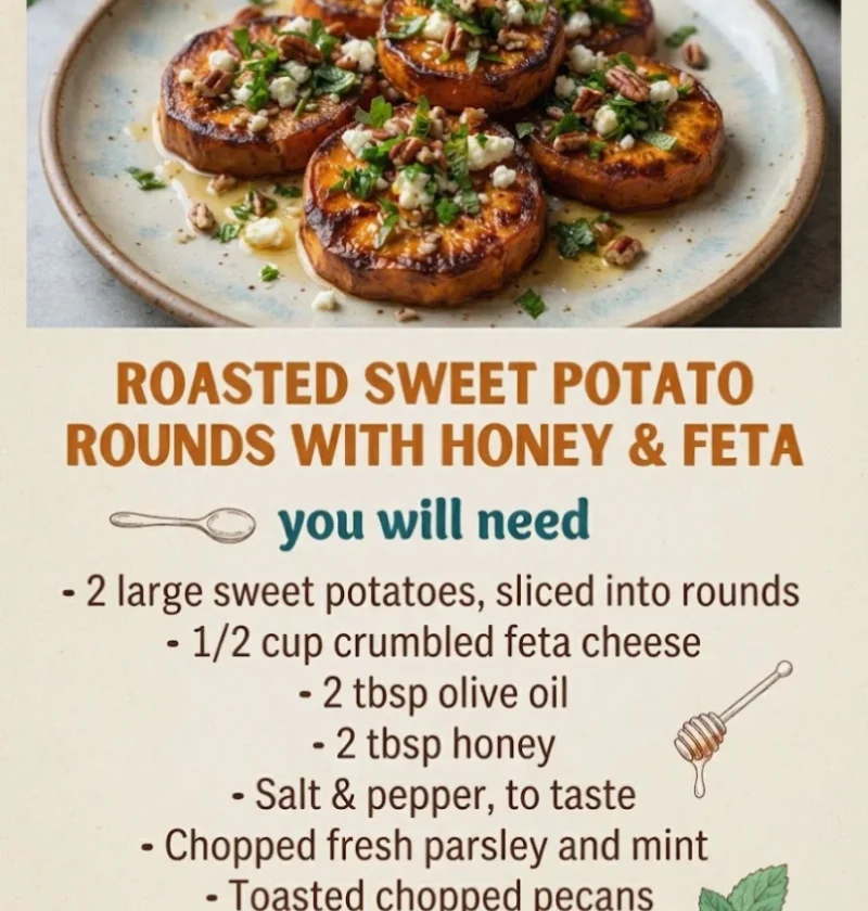 Roasted Sweet Potato Rounds with Honey & Feta