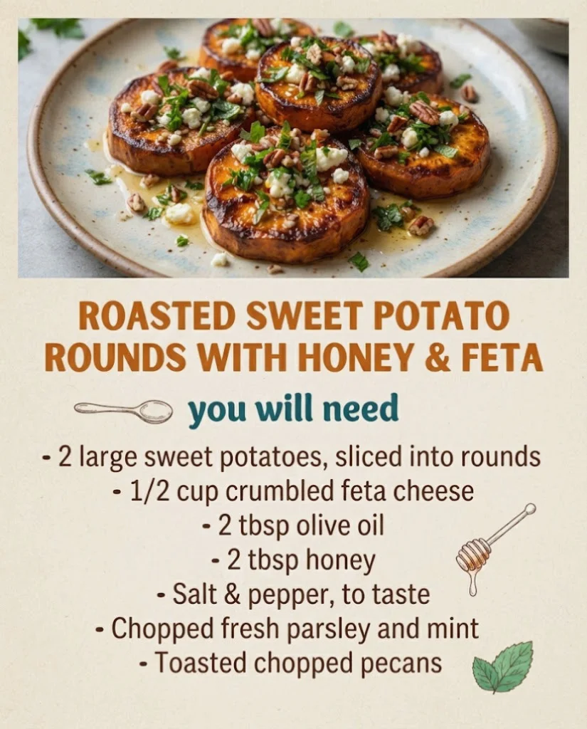 Roasted Sweet Potato Rounds with Honey & Feta
