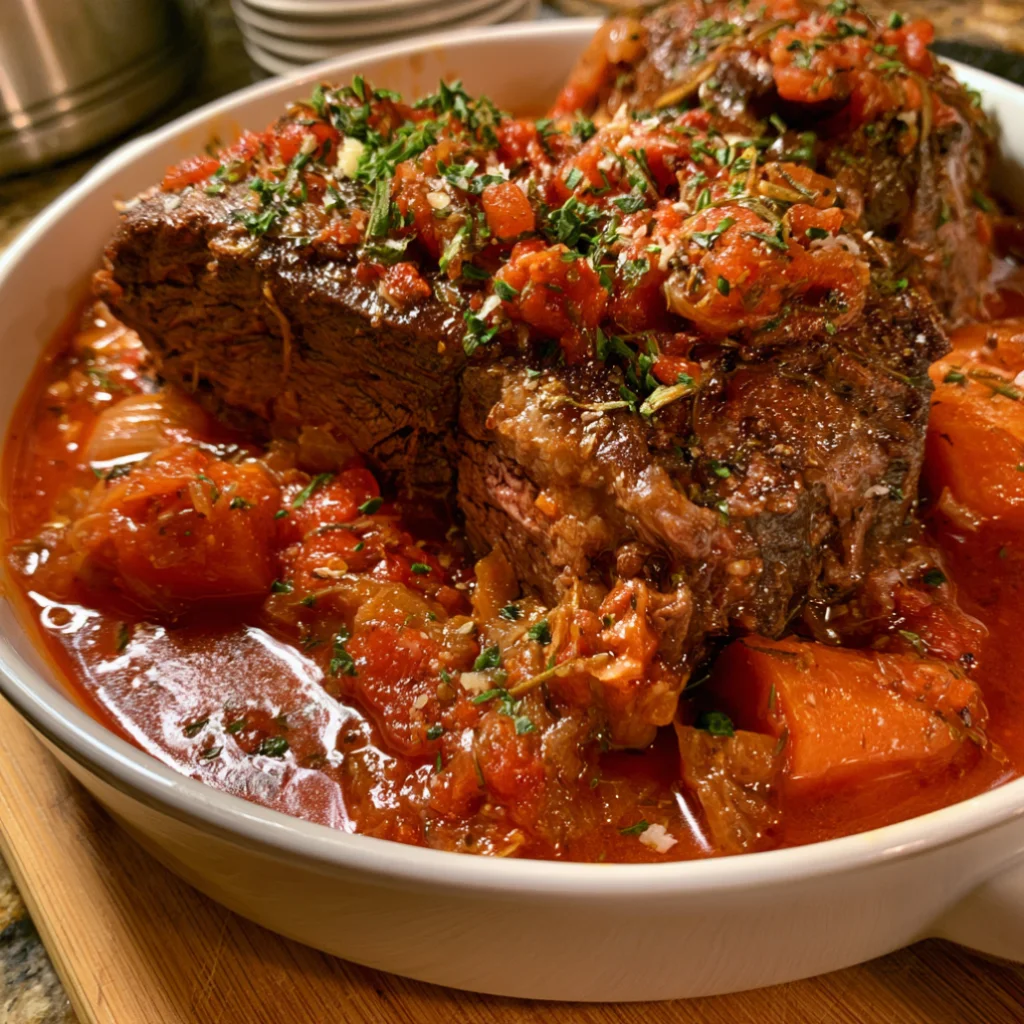 Slow Braised Italian Pot Roast With Tomato Sauce