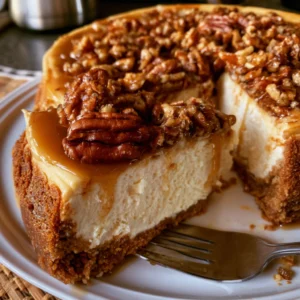 Cheesecake Topped With Pecan