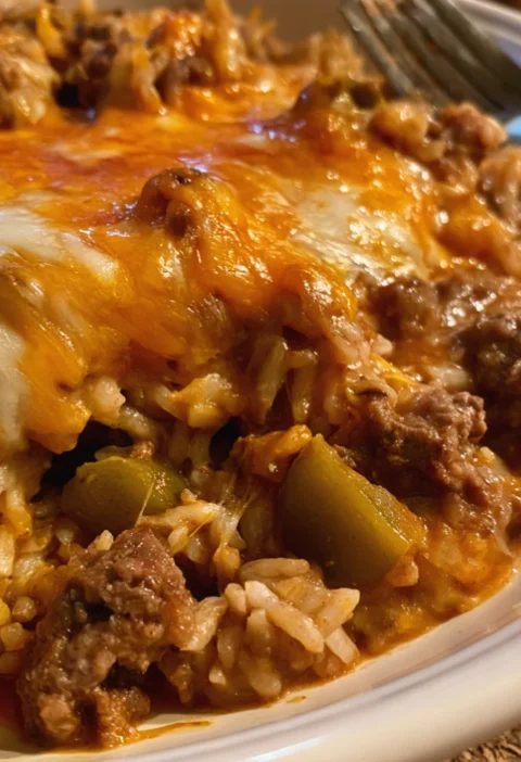 Cheesy Ground Beef Rice Casserole