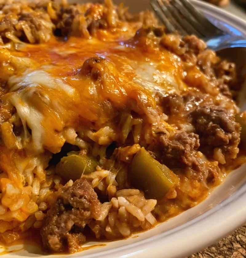 Cheesy Ground Beef Rice Casserole