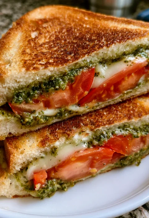 Classic Tomato Sandwich With Pesto Sauce
