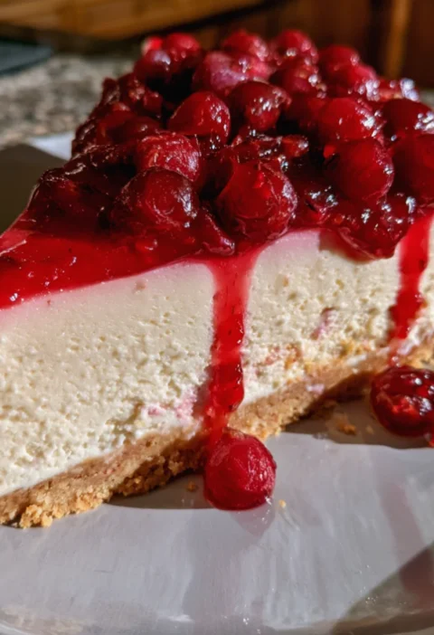 Cranberry Jam White Chocolate Mousse Cheesecake