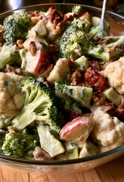 Creamy Apple Broccoli Cauliflower Salad