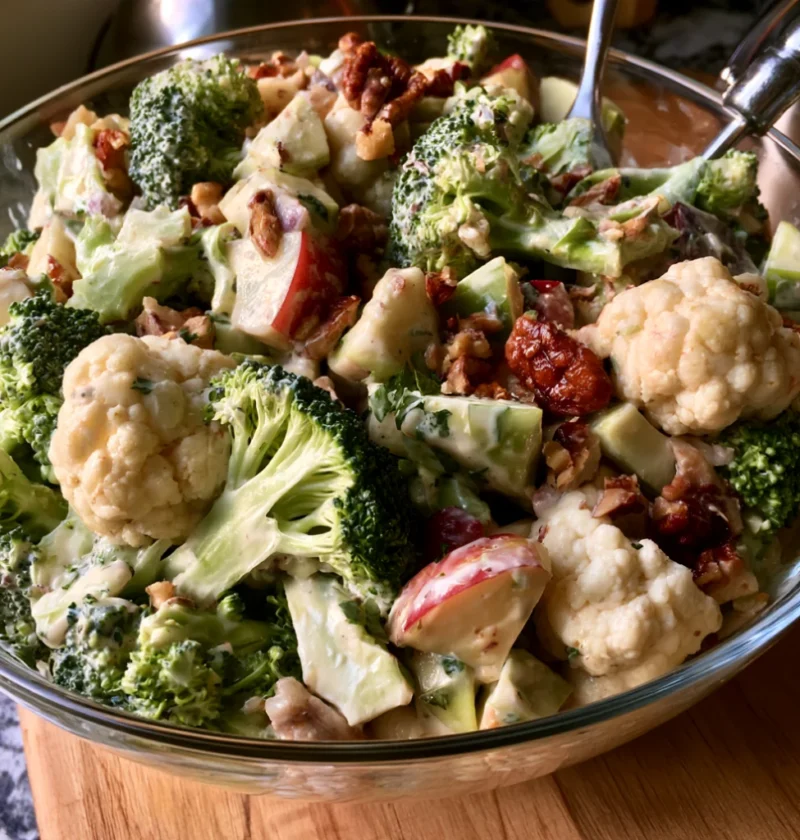 Creamy Apple Broccoli Cauliflower Salad