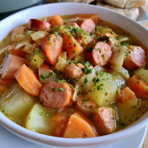 Crock-Pot Vegetables Soup With Sausages And Chicken