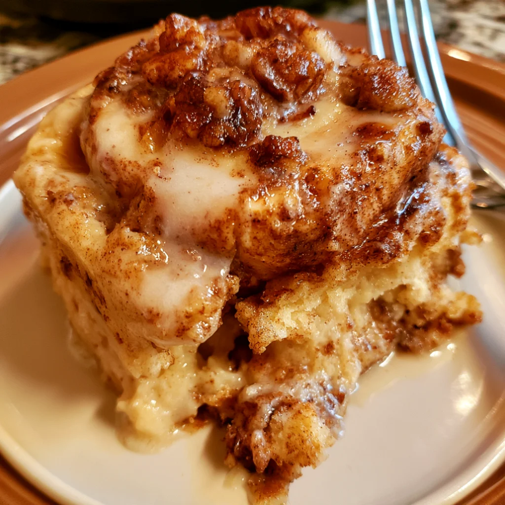 Easy Crockpot Cinnamon Roll Casserole