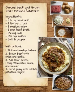 Ground Beef And Gravy Over Mashed Potatoes