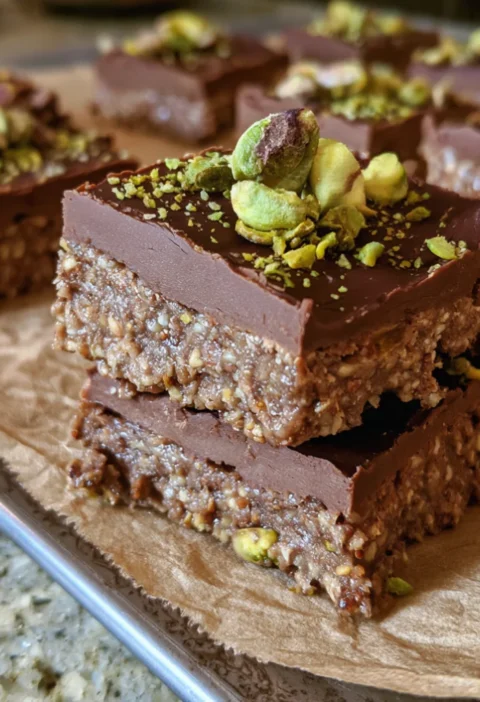 No-Bake Pistachio Dark Chocolate Energy Bars