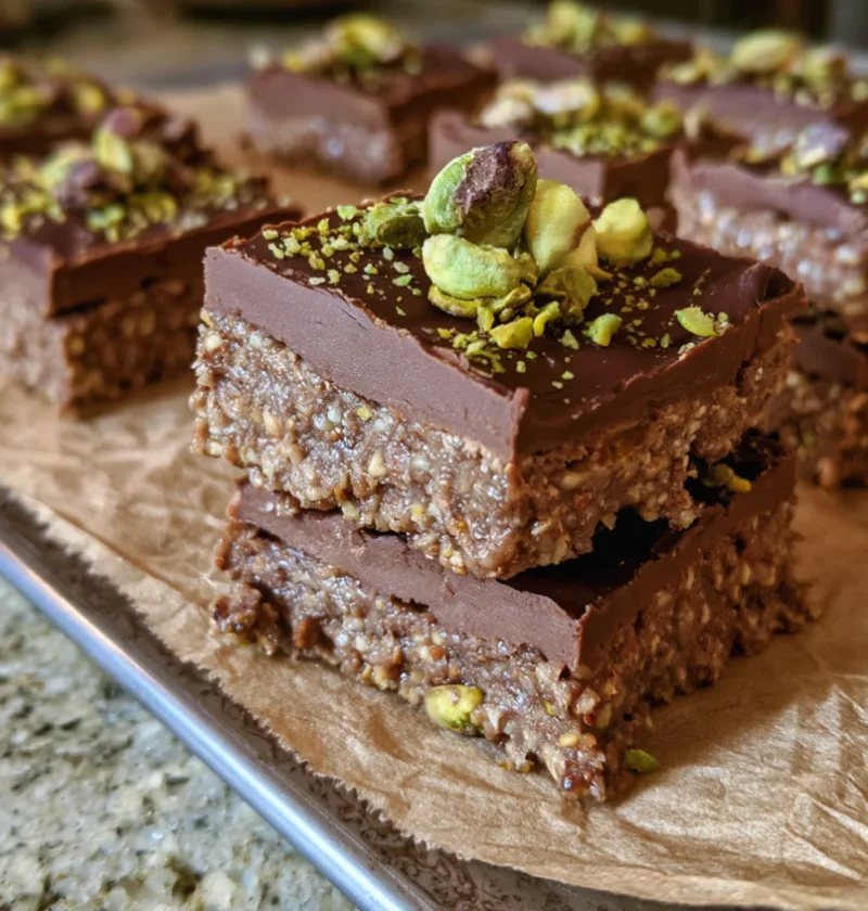 No-Bake Pistachio Dark Chocolate Energy Bars
