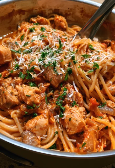 quick one-pot chicken spaghetti