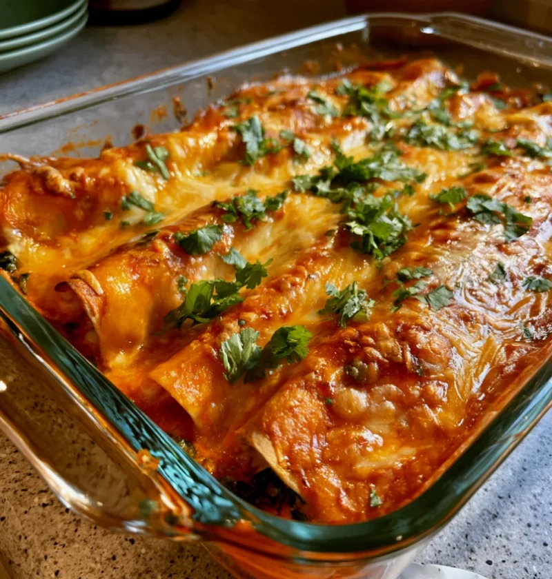 Super Easy Spinach and Cheese Enchiladas